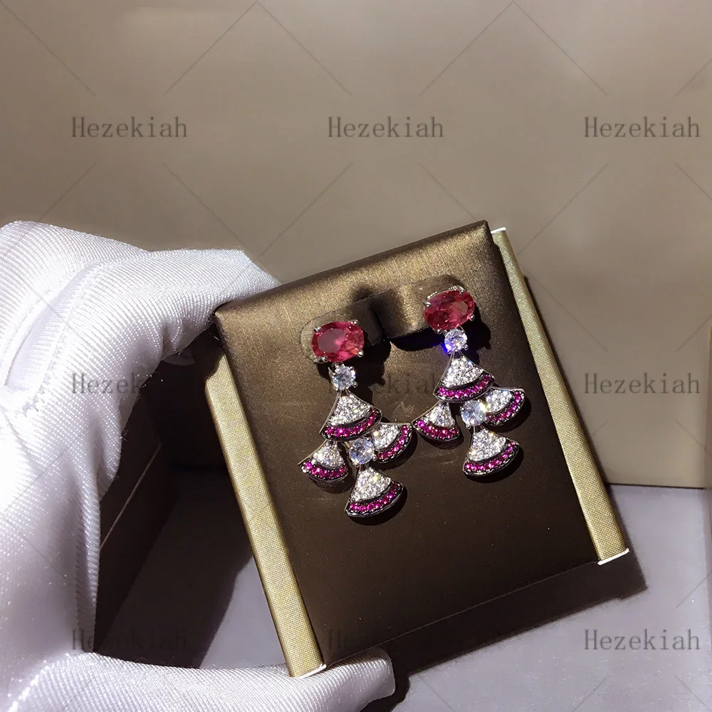 Hezekiah S925 Серебряные серьги в виде веера высокого качества аристократические темпераментные женские серьги вечерние серьги для выпускного вечера