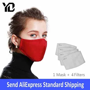 

Reusable Black Cycling Mouth Mask PM2.5 Anti-Dust Face Cover Mask Activated Carbon Filter Respirator Windproof + 4 Mask Filters