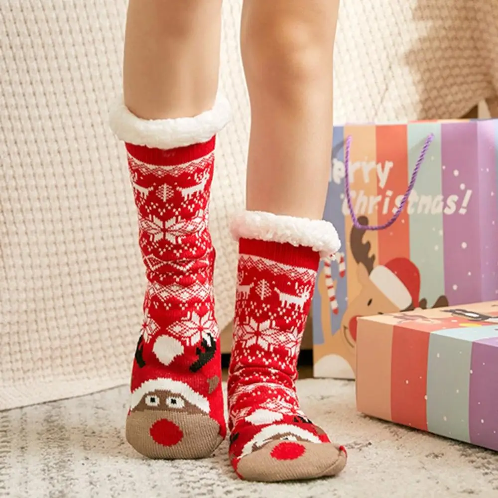 Женские зимние носки, толстые плюшевые хлопковые носки, теплые Нескользящие домашние носки-тапочки, рождественские подарки, Мультяшные ковровые носки, Новинка#1203 - Цвет: 15