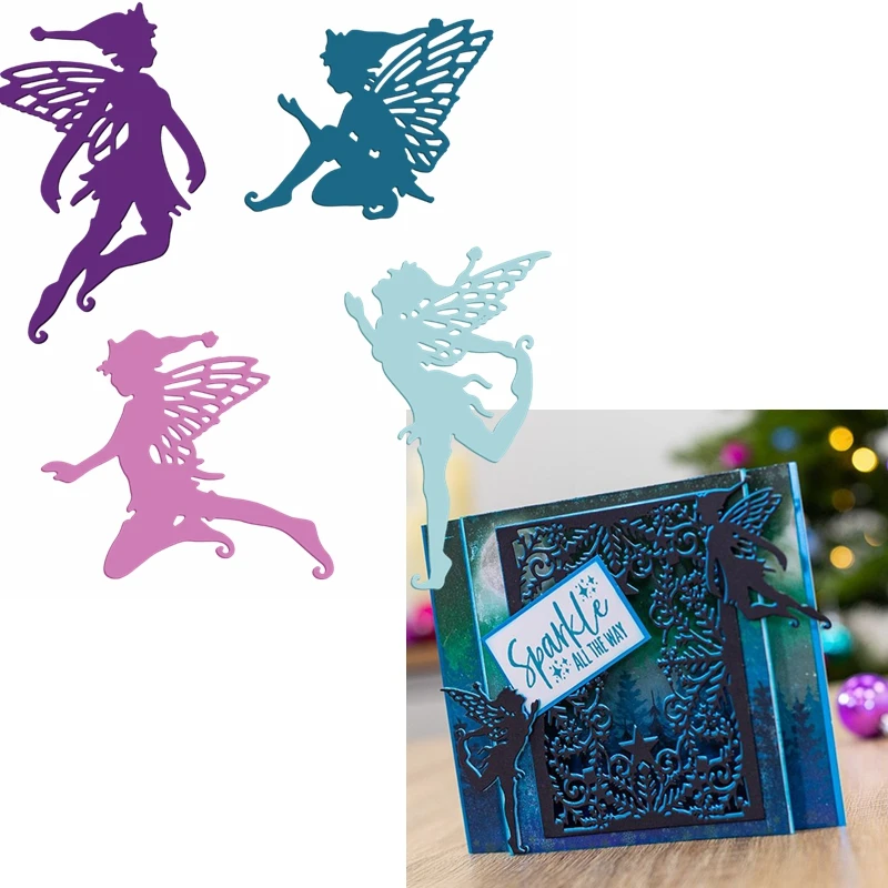 

4 Elfs Metal Cutting Die Fairtytale Flying Elfs Die Cuts For Card Making Scrapbooking Album DIY New 2019 Embossed Crafts Cards