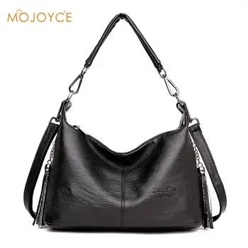 

Women Solid Color Shoulder Crossbody Tote Bags Tassels PU Leather Handbags Solid Color Shoulder Bag Simple Elegant Shopping Tote
