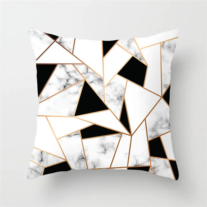 Fuwatacchi Geometry Cushion Cover Striped Geometric Printed Pillowcases Linen Cotton Gold and White Pillow Covers Sofa 45x45cm - Цвет: PC02052
