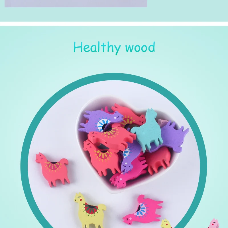 XCQGH 50 шт. Прорезыватель детская игрушка для прорезывания зубов животных милые овцы DIY бусины деревянные аксессуары детский Прорезыватель