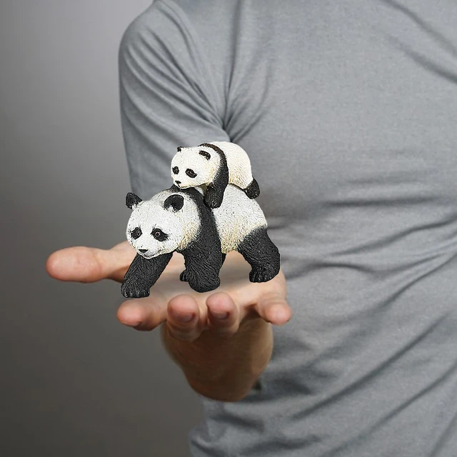 3inch Simulation Panda And Baby Forest Animals Model Wild Life Figurine PVC Toy Animal Figures 50071 Gift For Kids #W0 4