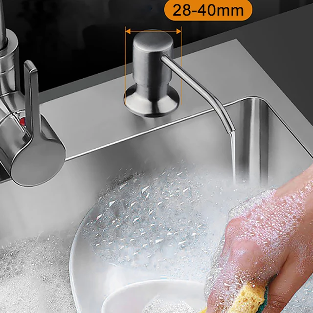 300ML Kitchen Sink Soap Dispenser Black ABS Dispenser Detergent Liquid Soap Lotion Dispensers Stainless Steel Head 3