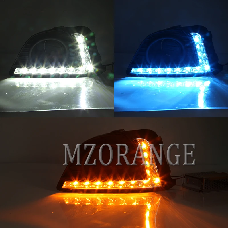 for Honda Jazz for Honda Fit headlight- 2pcs LED Daytime Running Lights fog lights headlights cover fog lamps fog light - Цвет: white yellow blue