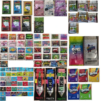 

New Medicated Sour Skittles Edibles Packaging Empty 400mg Rainbow Zipper Packaging Package Storage Retail Bag Warheads Candy