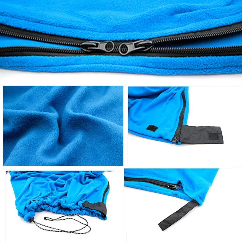 Outdoor Multifunctional Zipper Portable Ultra-light Polar Fleece Sleeping Bag Camping Blanket Travel Warm Sleeping Bag Linerb