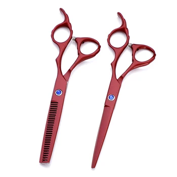 

professional japan 6cr 6 '' wine red Flower handle hair scissors cutting barber haircut thinning shears hairdressing scissors