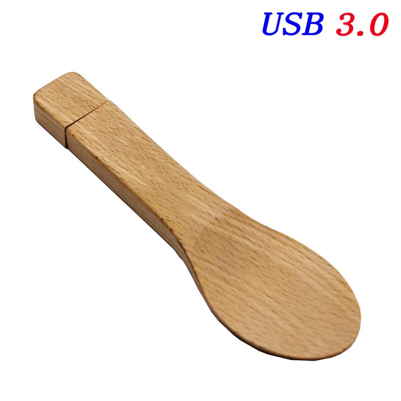 JASTER стиль usb3.0 клен баррель ложка Флешка 4 ГБ 8 ГБ 16 ГБ 32 ГБ клен usb 3,0 деревянный логотип гравировка usb флеш-накопитель - Цвет: Gold