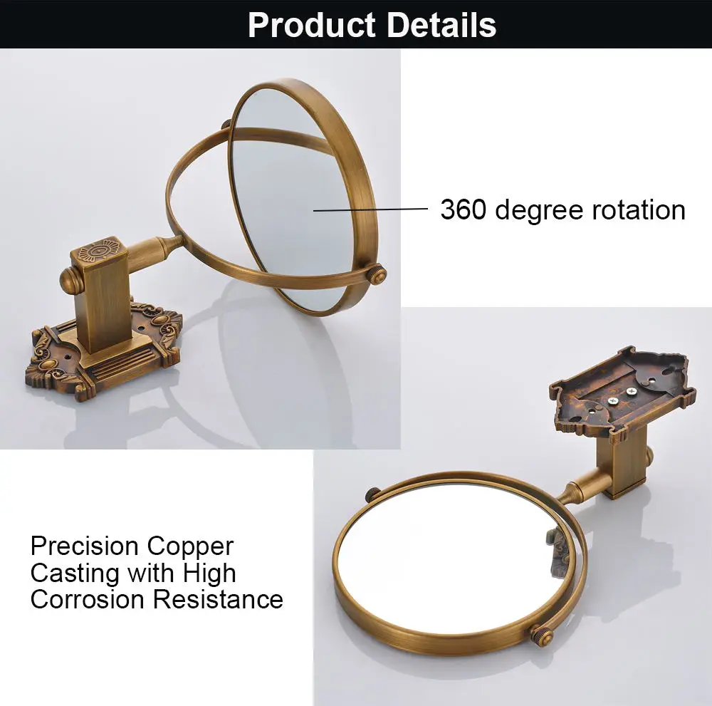 Настенное зеркало для ванной Античный бронзовый Европейский стиль зеркало для макияжа с регулируемой окружностью косметические зеркала аксессуары для ванной WB8901