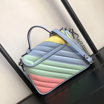 

2020 new rainbow bag multi color light color single shoulder straddle handbag big brand design fashion trend leather women's bag