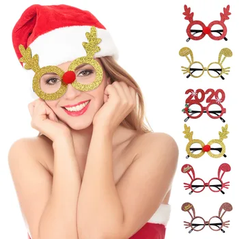 

Besegad 6PCS Kids Adults Glitter Rabbit Ears Reindeer Elk Christmas Glasses Xmas Eyeglasses Frame Christmas New Year Party Toy