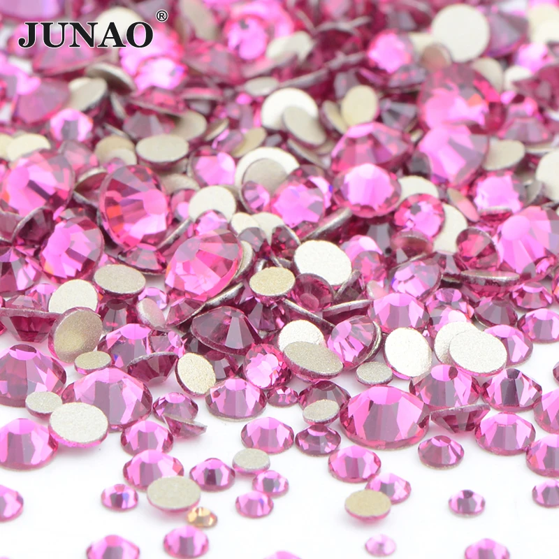 JUNAO 1400 Stück Mix-Größe, klare Kristall-Strasssteine, Glas-Kristalle mit flacher Rückseite, runde Nagelsteine für DIY-Tasse und Kleidung, Kunsthandwerk – Detail 8
