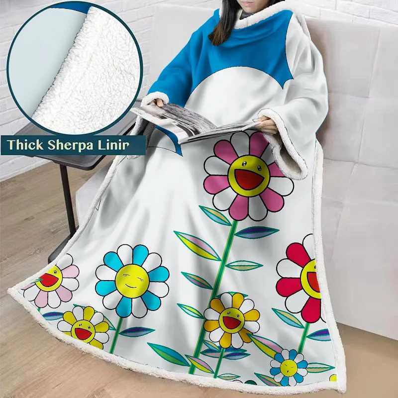 Маленькие цветочные супер мягкие удобные теплые плюшевые пледы с рукавами ТВ одеяло обернуть халат чехол для кресла дивана BS39