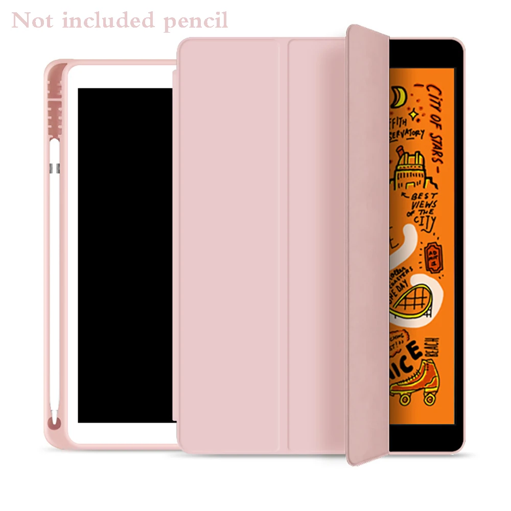 For New iPad 10.2 inch Model A2197 7th Gen Cover With Pencil Holder, Slim Tri-fold PU Leather Smart Case have wake up sleep