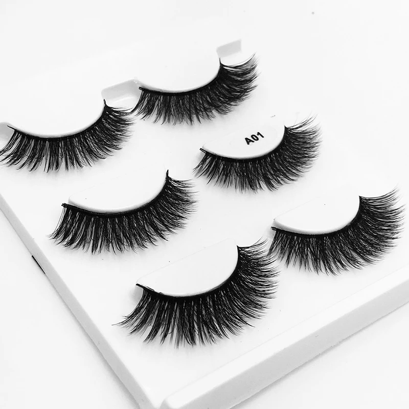 3 Pairs 3D Multilayer False Eyelashes Eyebrow Tweezers Natural Thick Handmade Eye Makeup Eyelash Extension Supplies