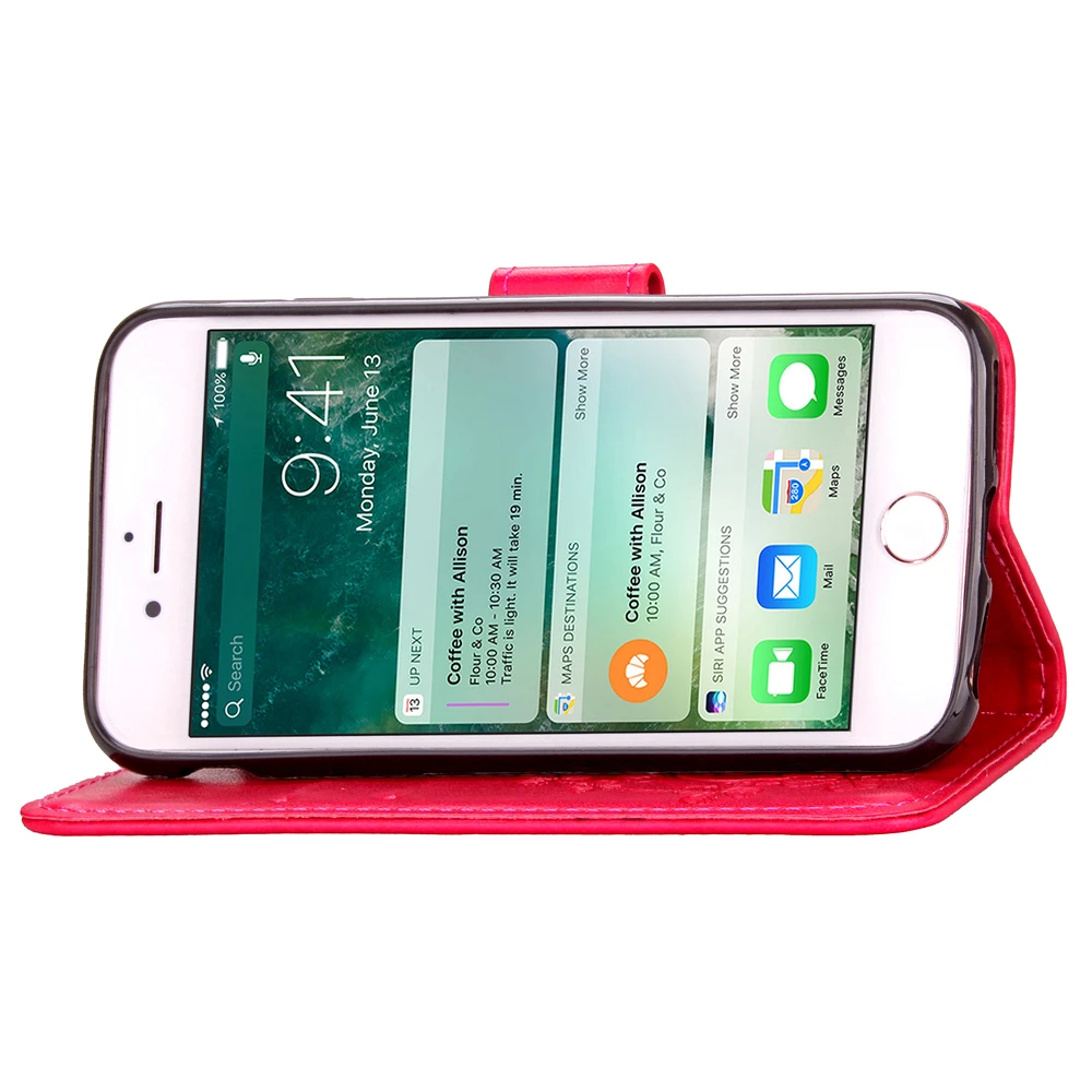 Кожаный чехол кошелек с цветочным узором для iPhone 5 5S SE 6 6S Plus 6SPlus 7 8 X XS Max XR 11