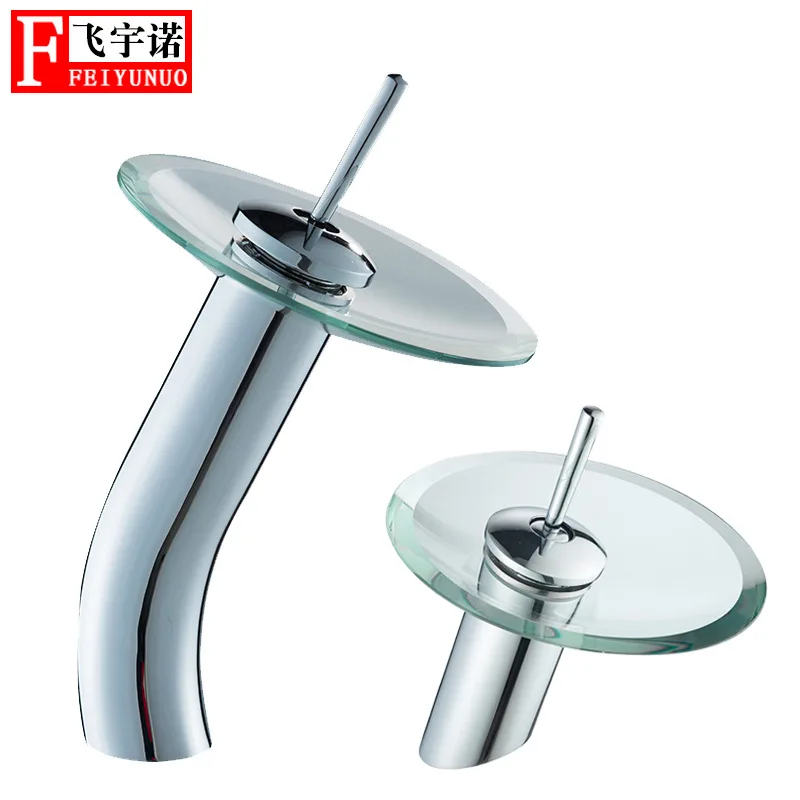 

Tap Wholesale Manufacturers Glass Waterfall Faucet Hot And Cold Mixing Water Basin Faucet Table Basin Tap