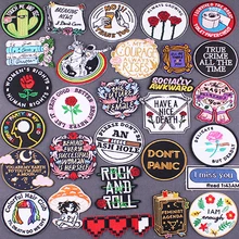 Letters Clothing Termoadhesivos Patches Circular Iron-on Transfers For Clothes Flowers Clothing Stickers DIY Embroidery Patch