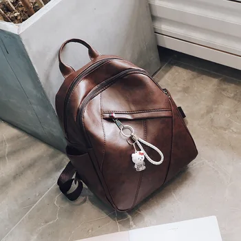 

2020 new women's backpack large capacity fashion ladies backpack double zipper solid color anti-theft backpack