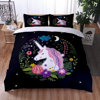 

ONGLYP New 3D Magic Unicorn Bedding Set Duvet Cover with Pillow Case Single Twin Double Full Queen King Bedding Sets Quilt Cover