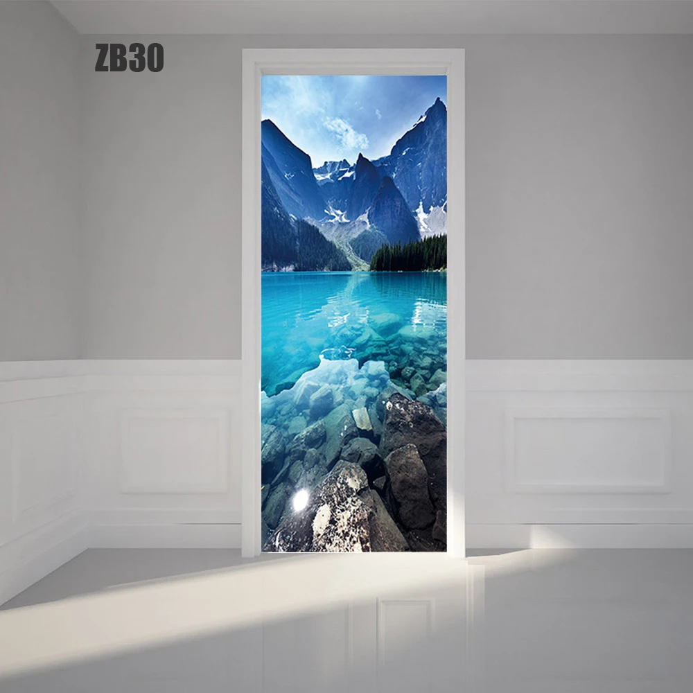 Креативные 3D наклейки на дверь DIY домашний декор самоклеющиеся обои на дверь водостойкая Фреска для ремонта дверей спальни - Цвет: ZB30