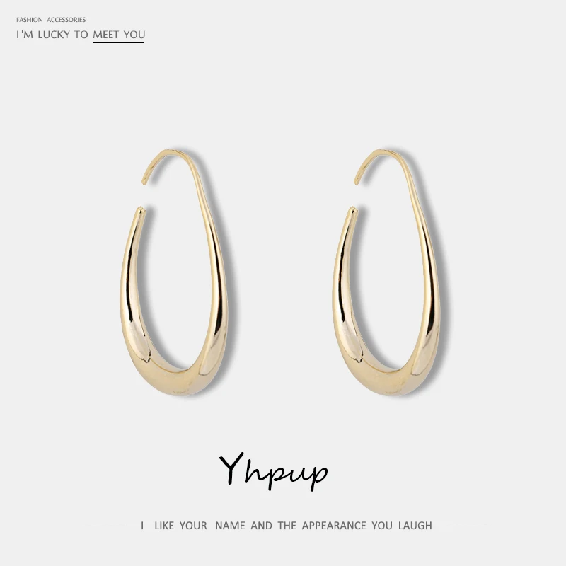 Yhpup, новинка, модный бренд, медь, 18 K, очаровательные металлические серьги-гвоздики, минималистичный стиль, панк, темперамент, массивные серьги, Mujer Moda