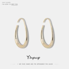 Yhpup, новинка, модный бренд, медь, 18 K, очаровательные металлические серьги-гвоздики, минималистичный стиль, панк, темперамент, массивные серьги, Mujer Moda