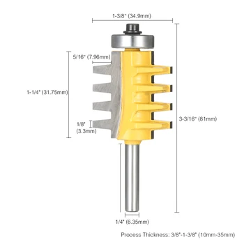 

Hot Rail Reversible Finger Joint Glue Router Bit Cone Tenon Woodwork Cutter Power Tools-1/2", 1/4" ,8mm Shank