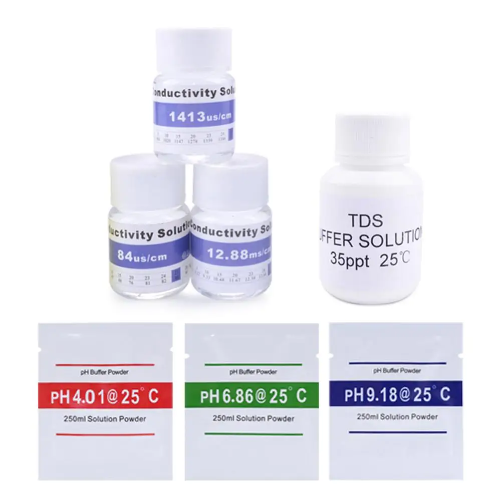 PH&ORP calibration powder buffer powder 25ml 84us/cm 1413us/cm 12.88ms/cm 35PPT 1382 TDS calibration solution for EC TDS tester 2