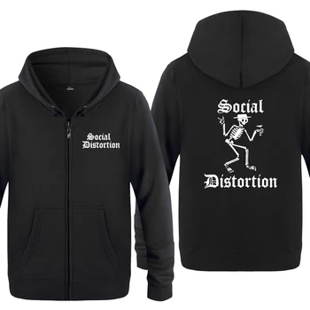 

SOCIAL DISTORTION Rock Band Hoodies Men 2018 Men's Fleece Zipper Cardigans Hooded Sweatshirts