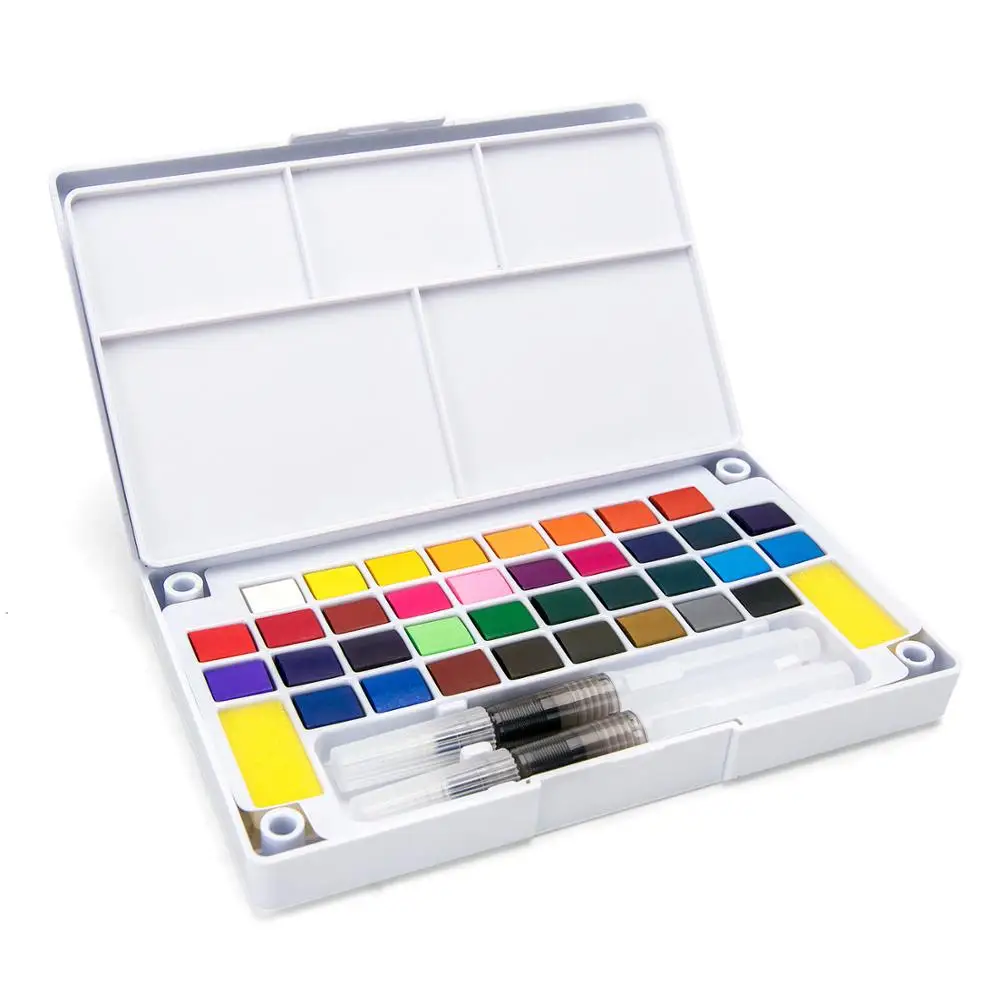 WATERCOLOR PAINTING SET: 50 COLORS, WATERBRUSH, SPONGE AND PALETTE INCLUDED