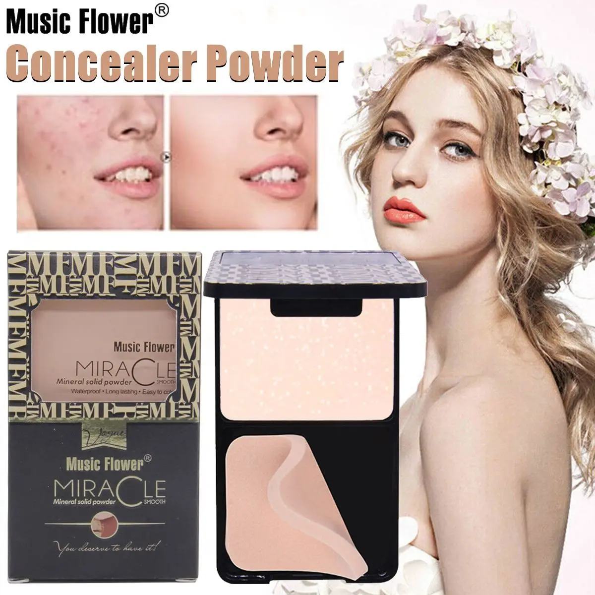 Music Flower Repair пудра палитра основа для лица макияж консилер слоеный силуэт компактный сухой и влажный консилер пудра
