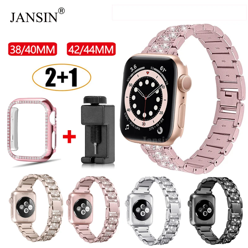 Металлический ремешок + чехол для Apple Watch Series 6 5 4 SE Band 40 мм 44 браслет из нержавеющей