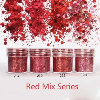 

Nail Holographic Red Series Glitter Powder Nail Art Sequins Mixed Size Hexagonal Nail Flakies Nail Art 3D Decoration