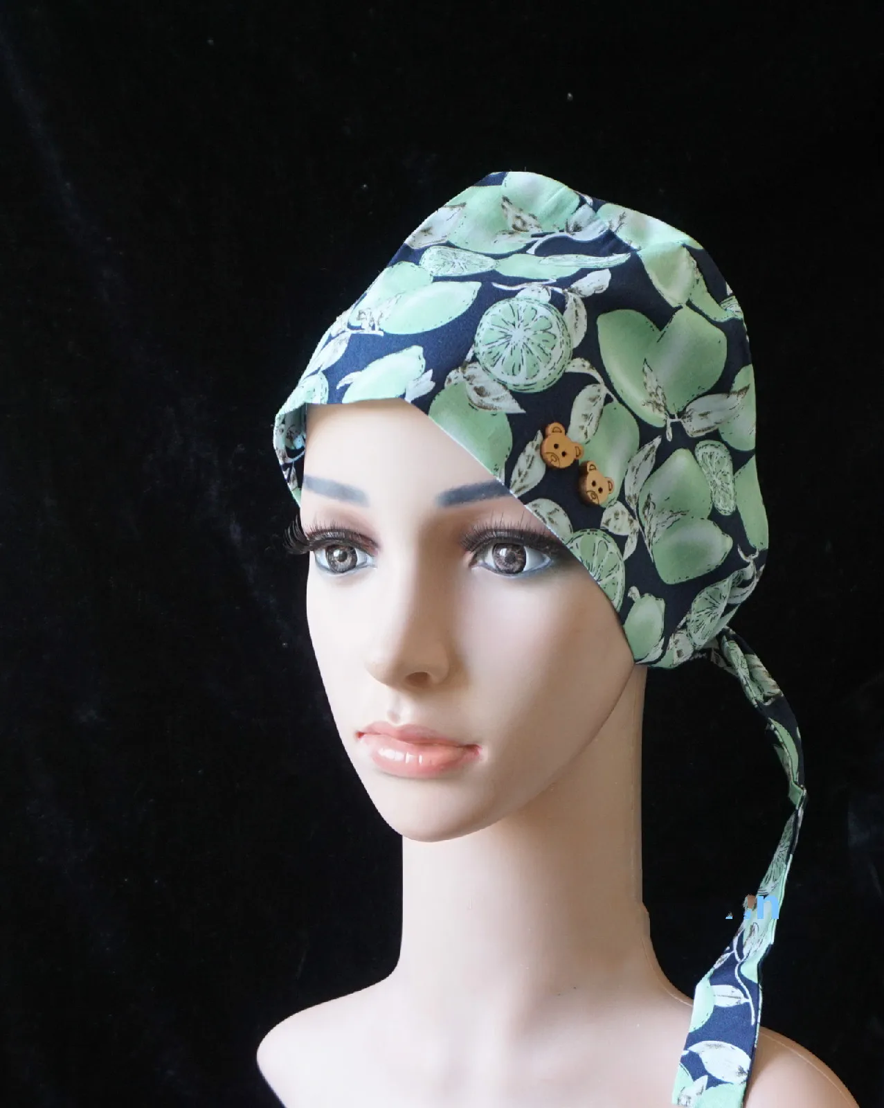 

Deep blue background green lemon Gourd cap surgical cap cotton anesthesia nurse ICU drama printing hat