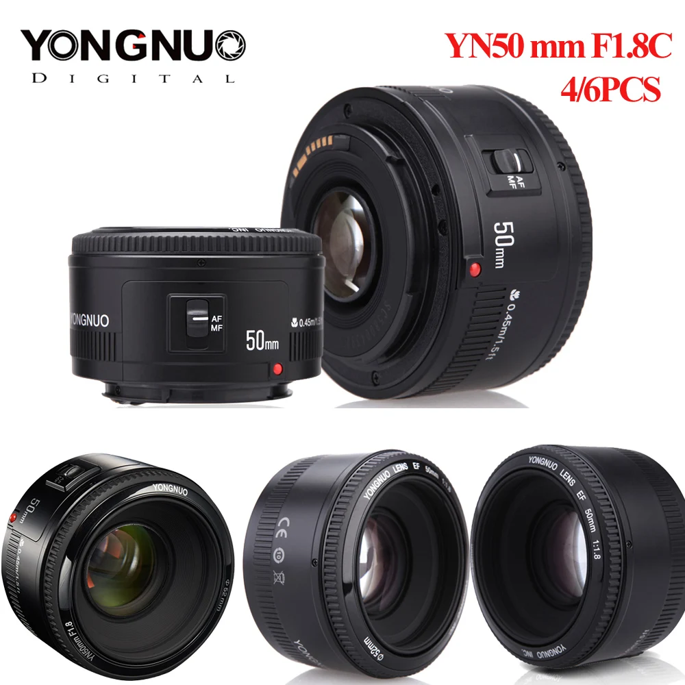 Объектив YONGNUO YN 50 мм f1.8 EF YN50 для камер Canon EOS 60D 70D 5D2 5D3 600d 4 шт./6 шт. Прямая