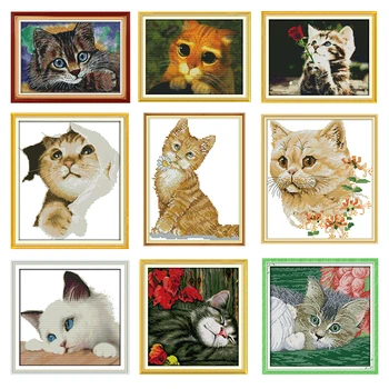 

Lovely cats cross stitch kits 11CT14CT printed pattern craft Chinese sewing needlework dmc counted embroidery accessories decor