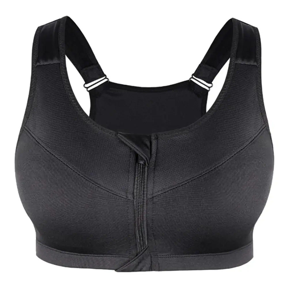

Plus Size Top Women Front Zipper Sports Bras Underwear Shockproof Gym Fitness Push Up Athletic Running Yoga Sport Bra Top 3XL