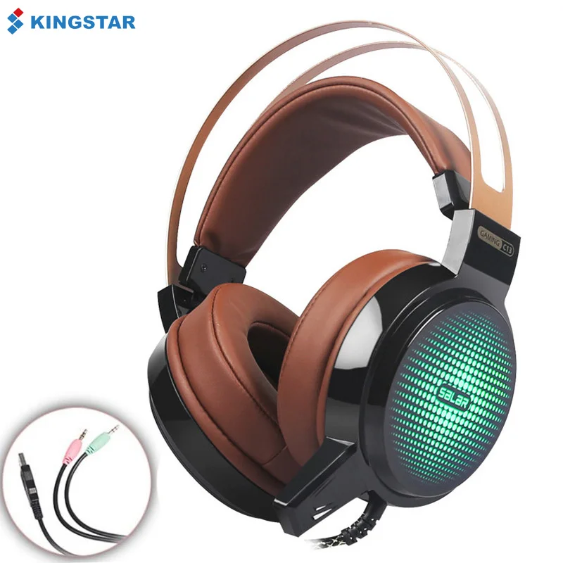 

Игровая гарнитура KINGSTAR Salar C13, проводные наушники с светодиодный фоном и светодиодсветильник кой, стерео наушники с глубокими басами для ПК, компьютерных игр