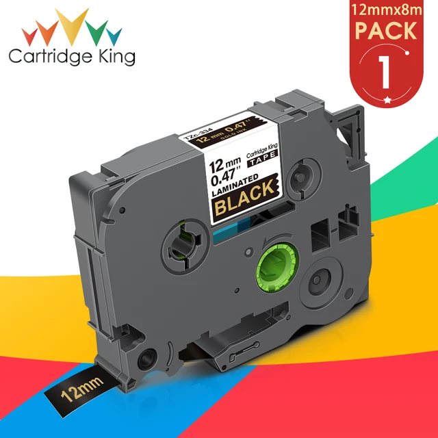 31 Colors for Brother TZ 231 221 211 241 251 FX231 Laminated Tape TZ231 TZ-White-Label Compatible for Brother Ptouch Label Maker Gold on Black