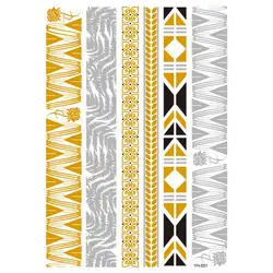 Temporary Tattoo Waterproof Sticker Body Art for Arm Golden Color Metallic for Arm