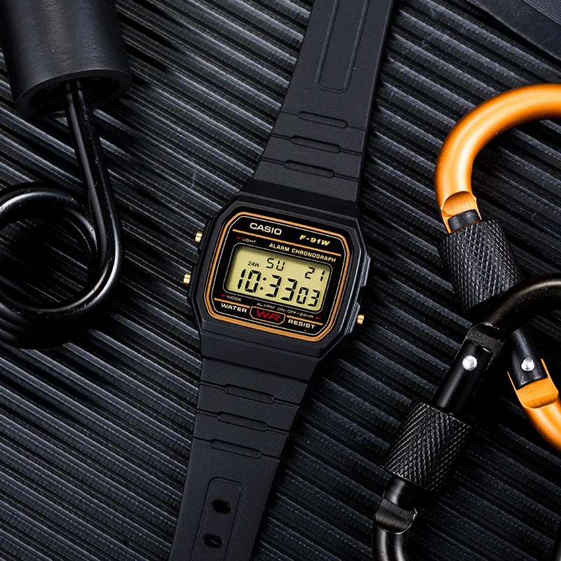 Оптическими зумом Casio часы Классический Винтаж электронные часы F-91WG-9Q