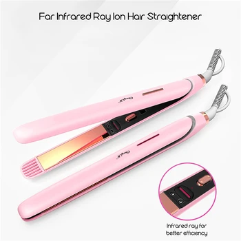 

110-240V Negative Ion Infrared Hair Straightener Straightening Wand Salon Hairstyle DIY Curly Hair Wide Plate Dry Wet Dual Use