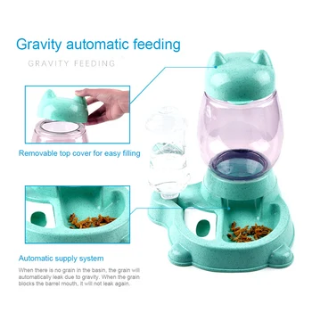 

2 In 1 Dog Cat Non Slip Eating Water Food Bottle Bowl Home Dispenser Station Pet Automatic Feeder Easy Clean Dish Stand