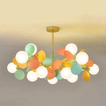 

Modern Cartoon Glass Chandelier Lighting Living Room Hanglamp for Kids Room Ball Colour Nordic Indoor Lighting Kitchen Luminaire