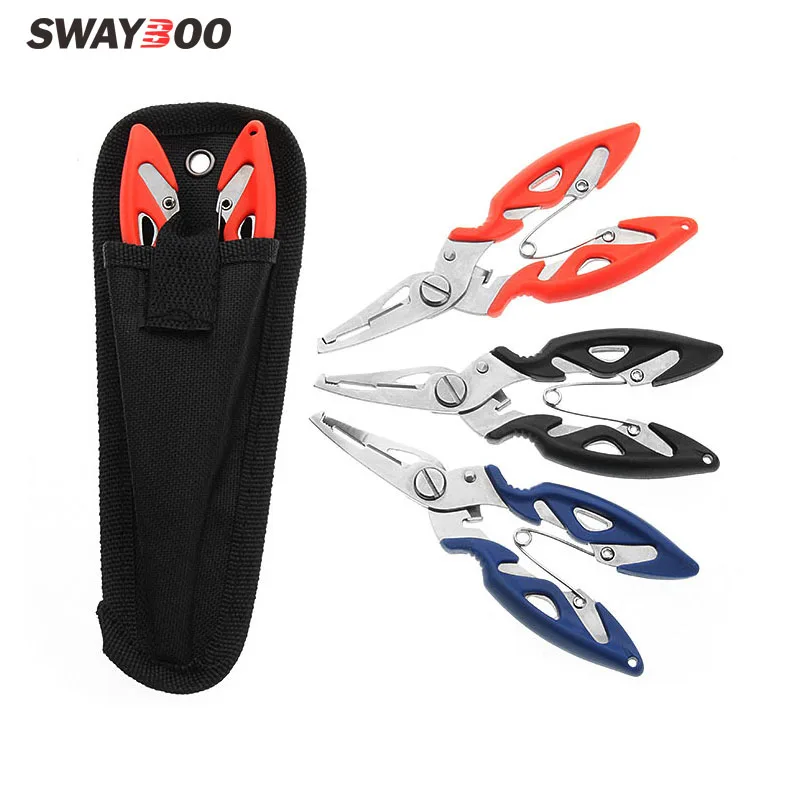 Fishing Plier+Oxford Bag Scissor Braid Line Lure Cutter Hook Remover