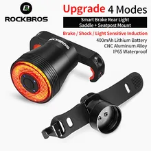 ROCKBROS-Luz LED Trasera Inteligente para Bicicleta, accesorio para bicicleta, recargable con USB, resistente al agua, sensor de arranque/parada automático, IPx6