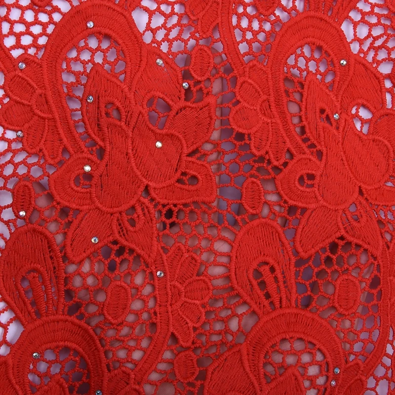 Kalume Новая мода африканская гипюровая сетка шнур кружевная ткань камнями нигерийский водорастворимый шнур кружевная ткань для шитья платья F1782